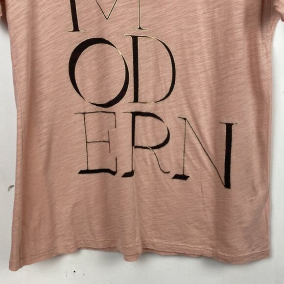 J.Crew S / M Modern Graphic Tee T-Shirt Blush Pink Black & Gold Letters - Picture 12 of 14
